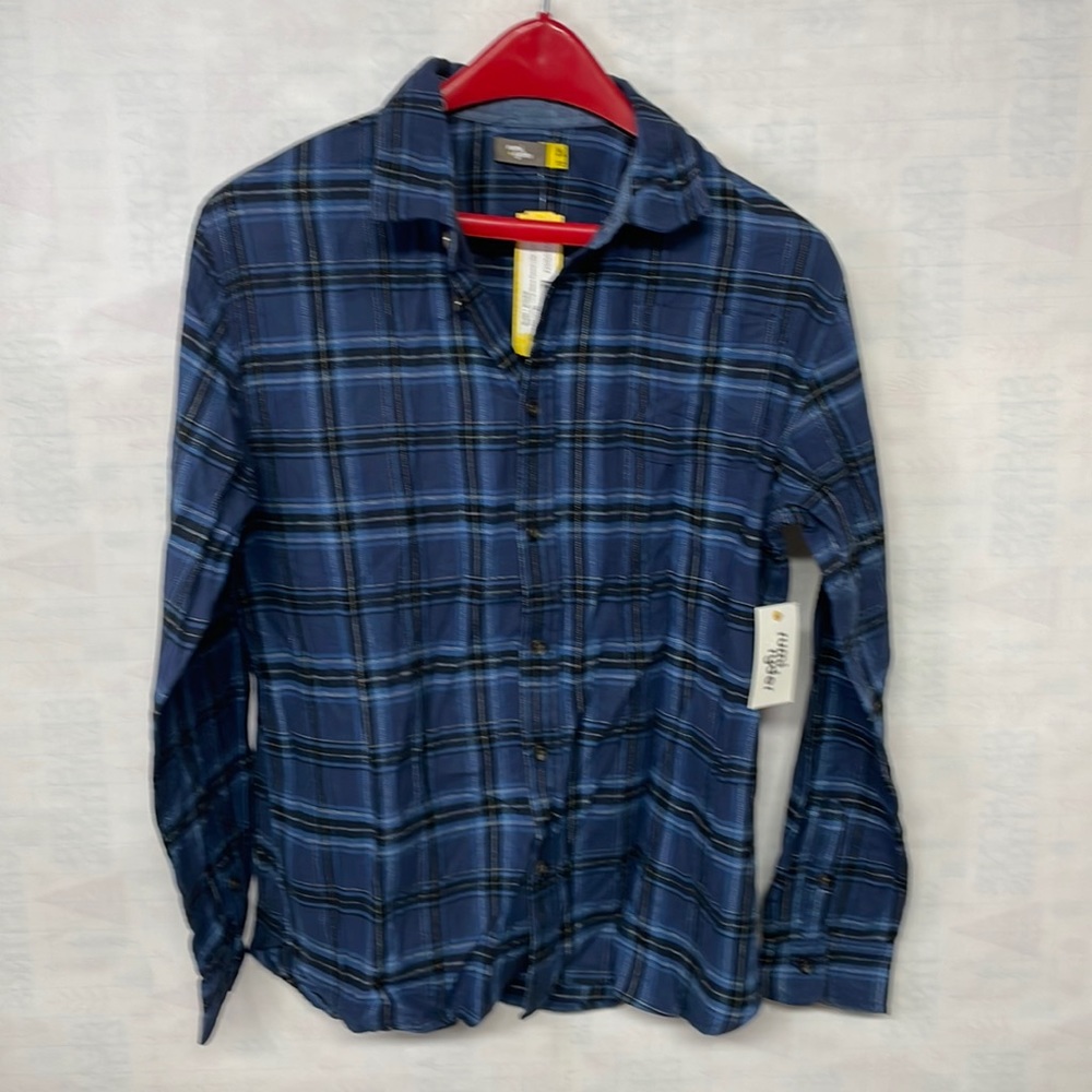 NWT Rumi and Ryder youth boys xl 16-18.. blue black plaid long sleeve button up